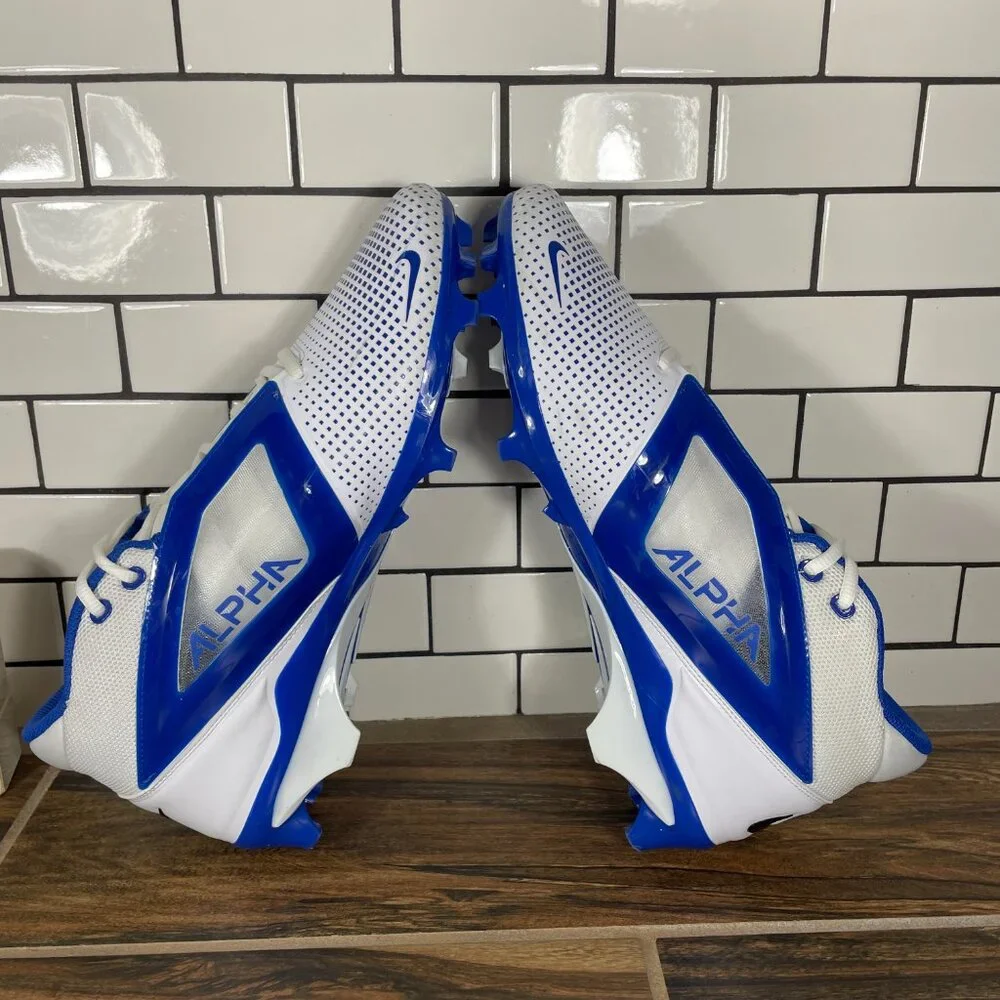 Nike Alpha Menace 4 Pro Shoes Mens Size 13 White Blue Black Football Cleats